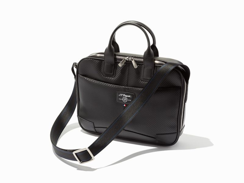 Black Carbon Leather, Laptop and Document Holder BriefcaseS.T. Dupont, FranceDark navy microfiber