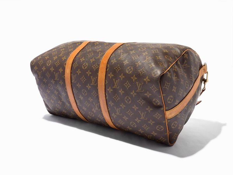 Brown Monogram Canvas, Keepall BandouliereFrance, circa 1991Golden brass hardwareStamped 'LOUIS - Image 6 of 11