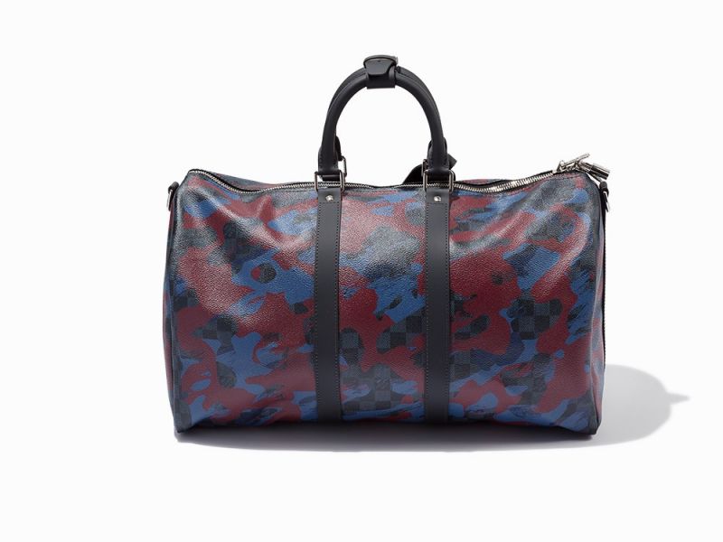 Bordeaux Camouflage and Damier Cobalt Coated Canvas, Keepall 45France, circa 2016Silver Tone - Image 6 of 12