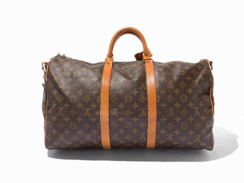 Brown Monogram Canvas, Keepall BandouliereFrance, circa 1991Golden brass hardwareStamped 'LOUIS - Image 4 of 11