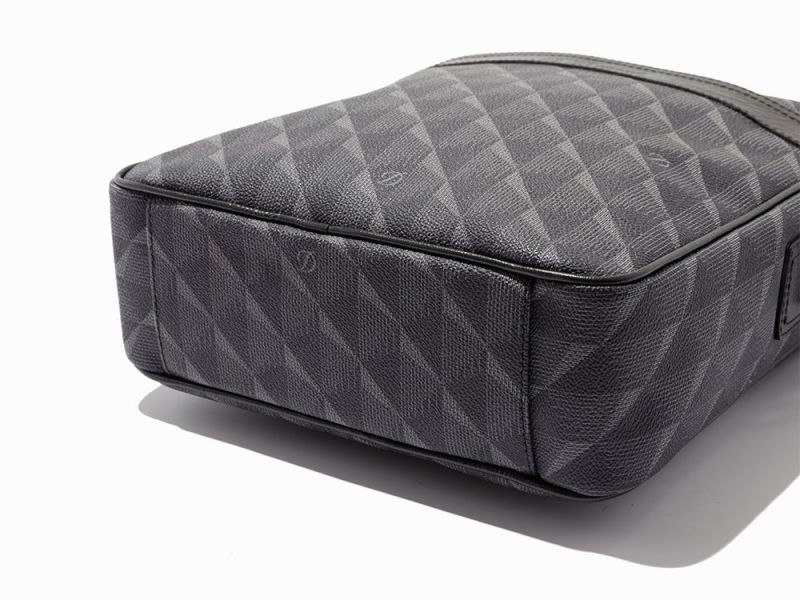 Black and Gray Monogramed Coated Canvas, Crossbody BagS.T. Dupont, FranceBlack fabric interior - Image 8 of 10