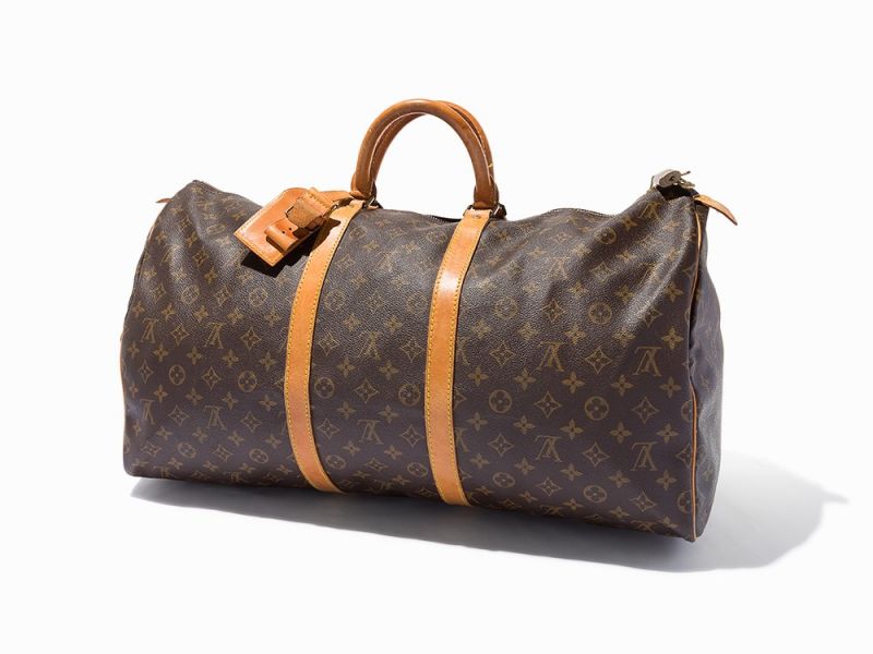 Brown Monogram Canvas, KeepallFrance, circa 1987Golden brass hardwareStamped 'LOUIS VUITTON /