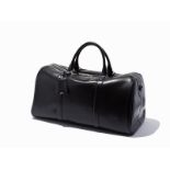 Black leather, Weekender Travel BagS.T. Dupont, FranceDark navy microfiber interior with 1 zip and 4