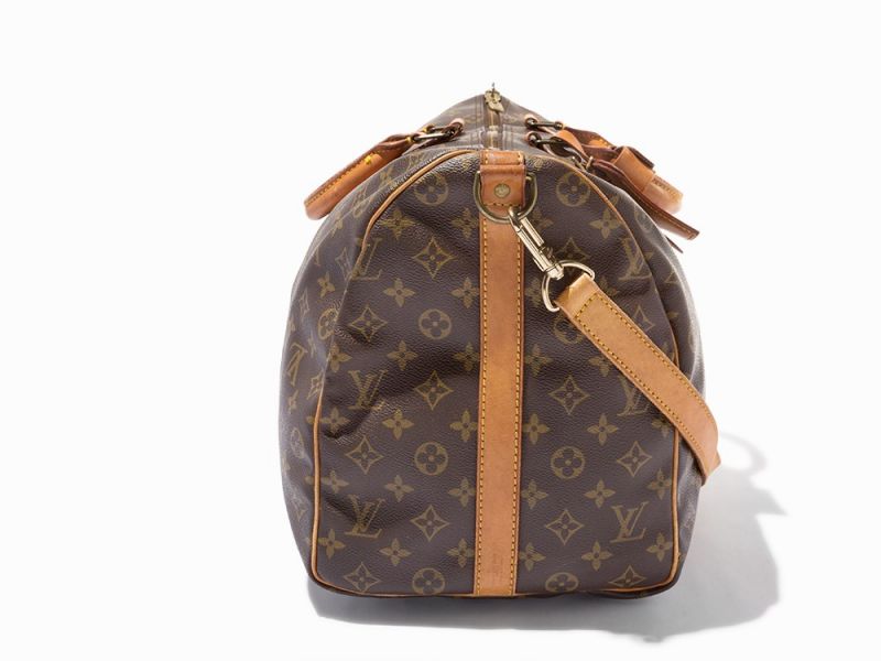 Brown Monogram Canvas, Keepall BandouliereFrance, circa 1991Golden brass hardwareStamped 'LOUIS - Image 3 of 11