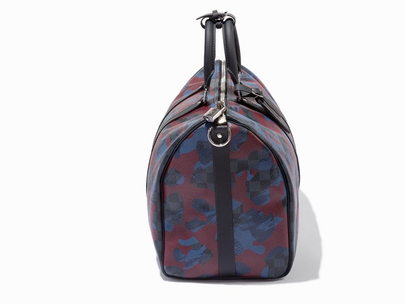 Bordeaux Camouflage and Damier Cobalt Coated Canvas, Keepall 45France, circa 2016Silver Tone - Image 4 of 12