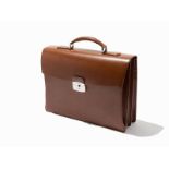 Brown Leather Elysée , Double Gusset BriefcaseS.T. Dupont, FranceDark navy microfiber interior