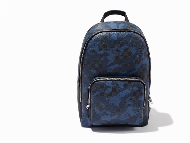 Cobalt Camouflage and Damier Coated Canvas, Andy BackpackFrance, circa 2016Silver Tone HardwareLOUIS - Image 2 of 11