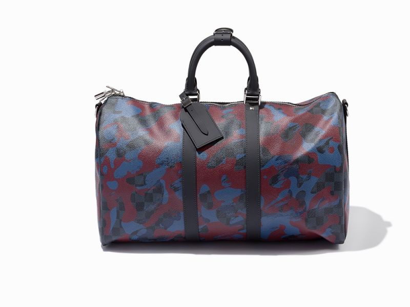 Bordeaux Camouflage and Damier Cobalt Coated Canvas, Keepall 45France, circa 2016Silver Tone - Image 2 of 12