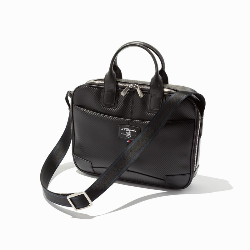 Black Carbon Leather, Laptop and Document Holder BriefcaseS.T. Dupont, FranceDark navy microfiber - Image 9 of 9