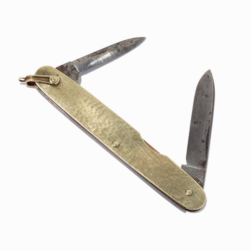 Hammered 14k gold with other metals, pocket knifeSheffield, England, 20th centuryGeorge Wostenholm - Image 9 of 9