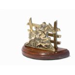 Cast brass with hardwood base and felt underside, letter holderEngland, circa 1950Hardwood base with