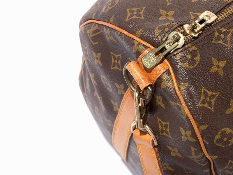 Brown Monogram Canvas, Keepall BandouliereFrance, circa 1991Golden brass hardwareStamped 'LOUIS - Image 8 of 11