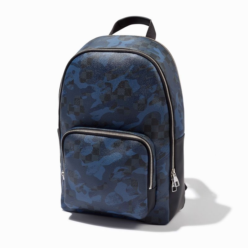 Cobalt Camouflage and Damier Coated Canvas, Andy BackpackFrance, circa 2016Silver Tone HardwareLOUIS - Image 11 of 11