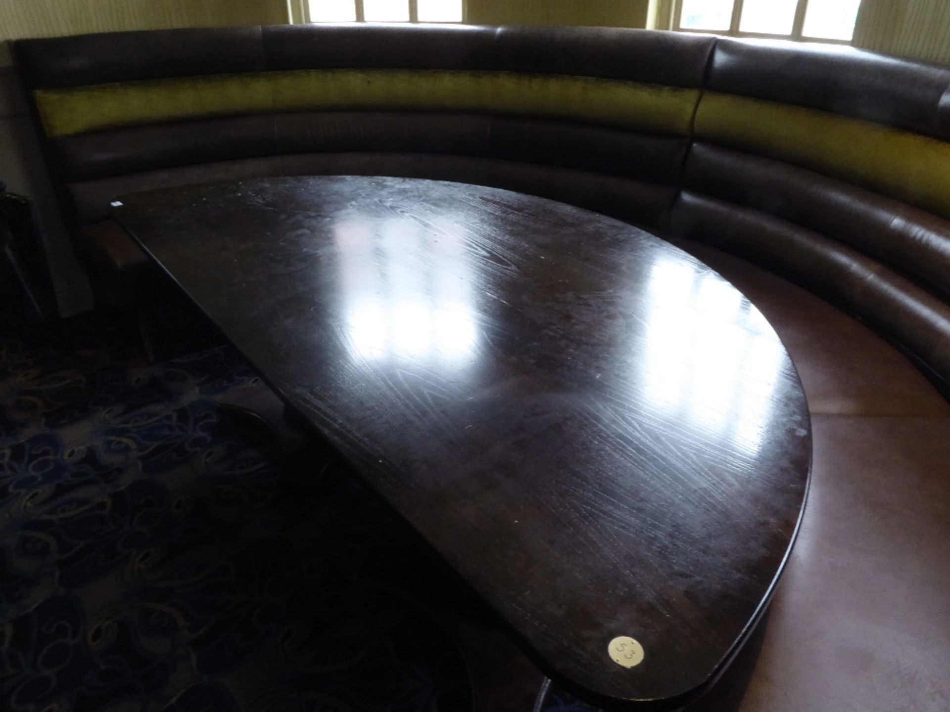 Large wooden half moon table , 2400 wide