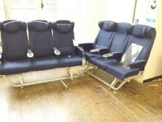 Airline chairs. Blue fabric. Lot includes both sets in photo.