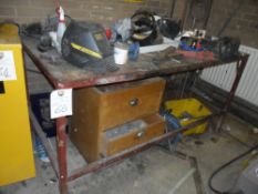 Work bench with vice attached.