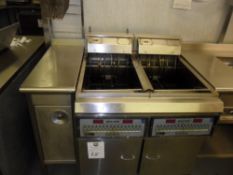Pitco Matic Double fryer system 2 x fryers and side cupboard system with side rack and basket hold.