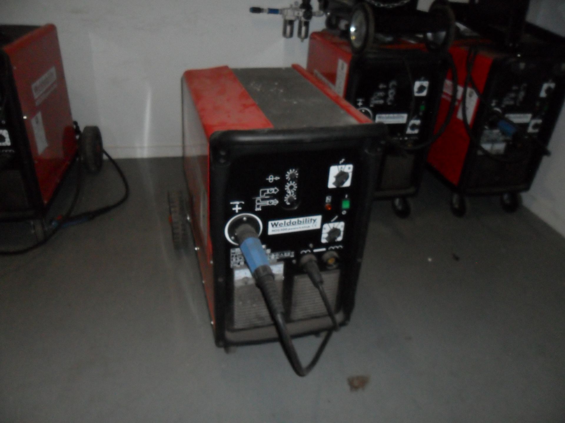 Weldability Mig 300 Powerstep. Welder includes leads and welding torch if shown in photo.