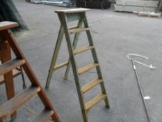 Green wooden ladders. Step ladders. Vintage. Perfect as a Salvage piece, ideal for renovation