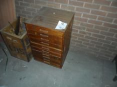 Old Wooden chest of drawers. Hardwood. First drawer has sections inside. Beautiful piece. From