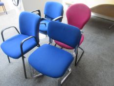 Assorted upholstered tubular framed chairs Qty 6