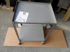 Small grey metal trolley with under shelf on castors for ease of movement. ideal as a minibar!