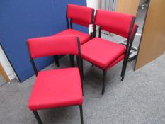Red cloth upholstered tubular framed matching chai
