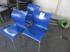 Blue plastic moulded tubular framed matching chair