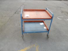 Wooden and metal wheeled trolley on castors with under shelf. Multiple uses. Please note that this
