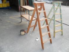 Brown wooden ladders step ladders. Vintage. Perfect as a Salvage Piece, ideal for renovation