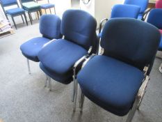 Cloth upholstered tubular framed matching chairs Q