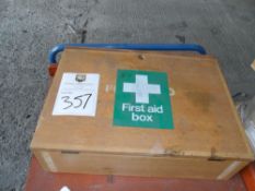 Wooden First Aid Box. Sectional inside to hold first aid equipment. Includes the first aid equipment