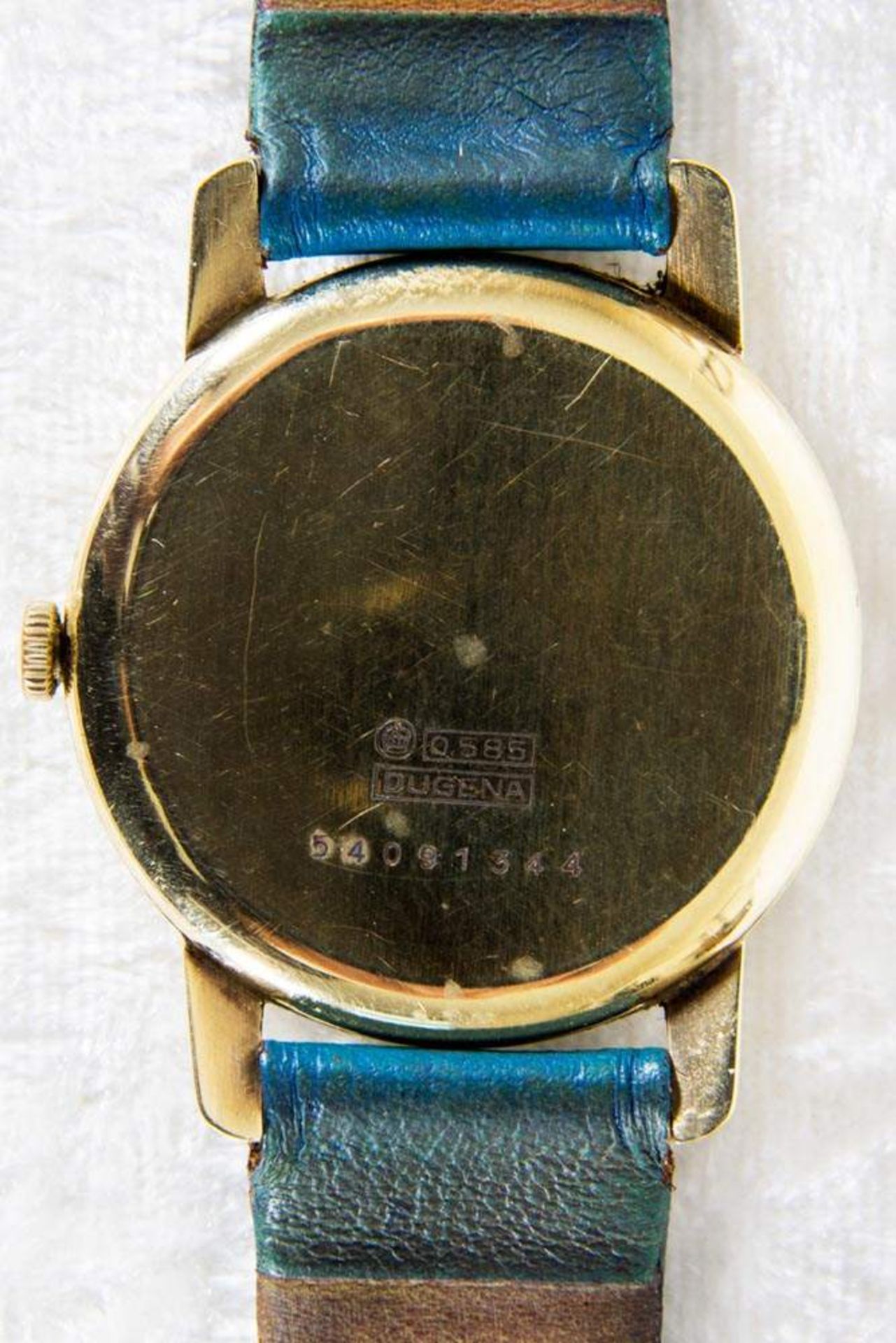 DEGENA Herrenarmbanduhr, funktionsloses Uhrwerk, 585er Gelbgoldgehäuse. Gehäusedurchmesser ca. 32 - Image 4 of 5