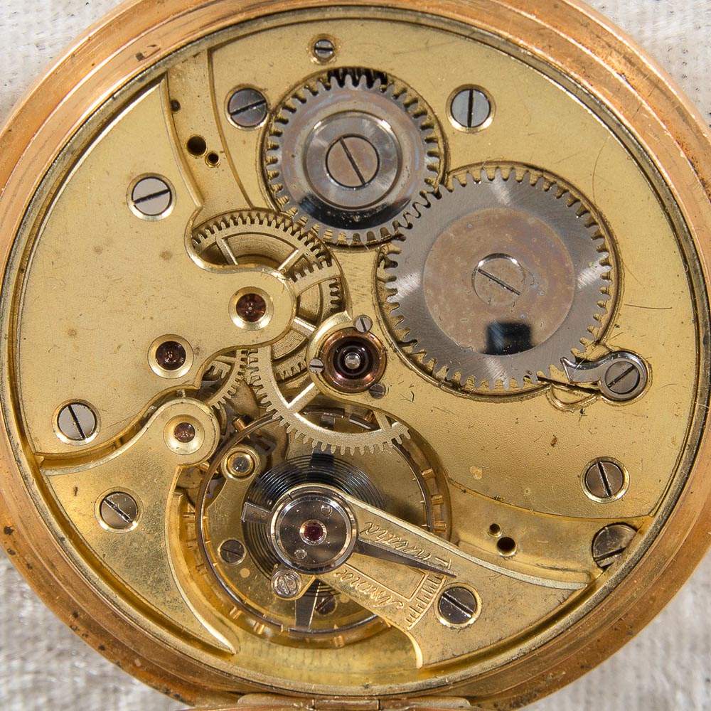 Flache Savonette Herrentaschenuhr. Gefertigt für den russischen Markt. Gehäuse in 585er Rosegold. - Image 5 of 7