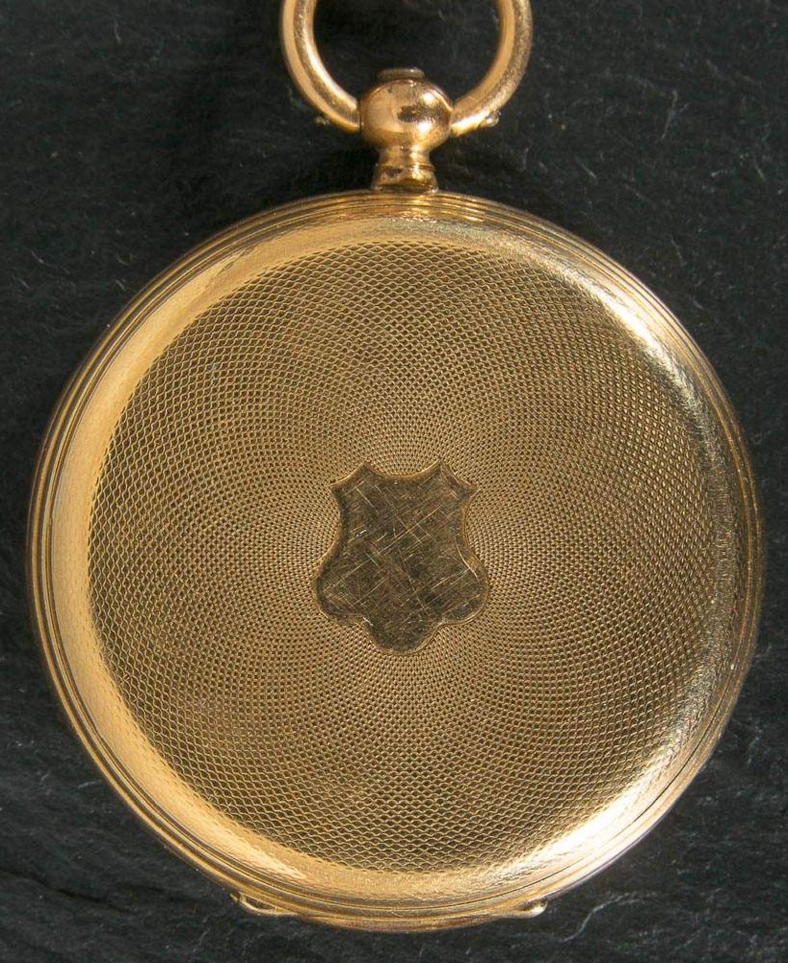 Feine 18K Gelbgold Damentaschenuhr, 19. Jhd., (Werk defekt), an vergoldeter Halskette, Durchmesser - Image 9 of 9