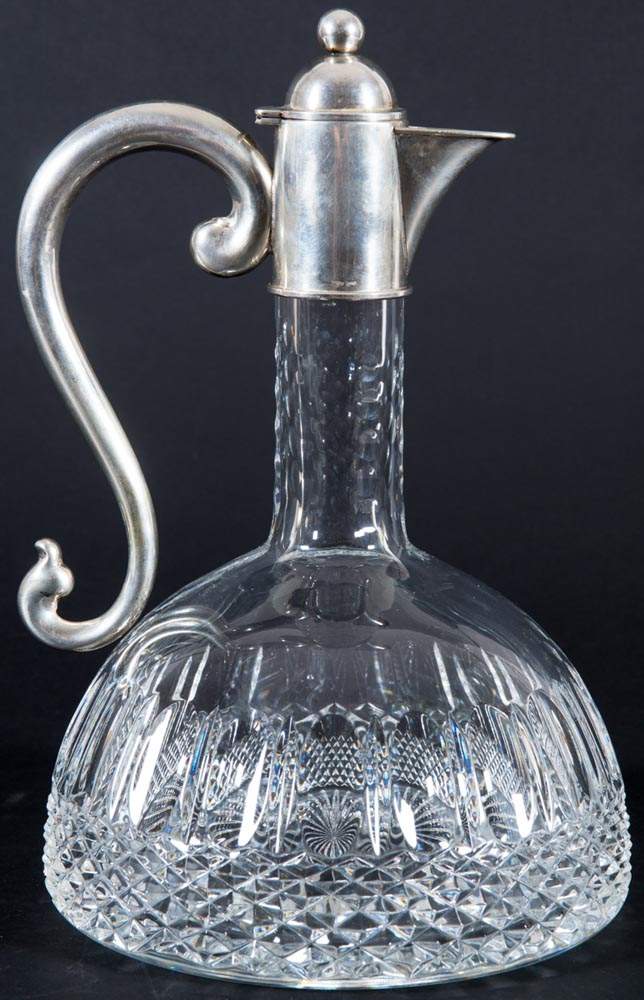 Grosse Saftkanne. Schweres Kristallglas mit 800er Silbermontierung. Perfekter Erhaltungszustand. - Image 3 of 9