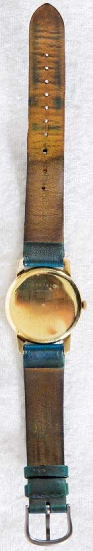 DEGENA Herrenarmbanduhr, funktionsloses Uhrwerk, 585er Gelbgoldgehäuse. Gehäusedurchmesser ca. 32 - Image 3 of 5
