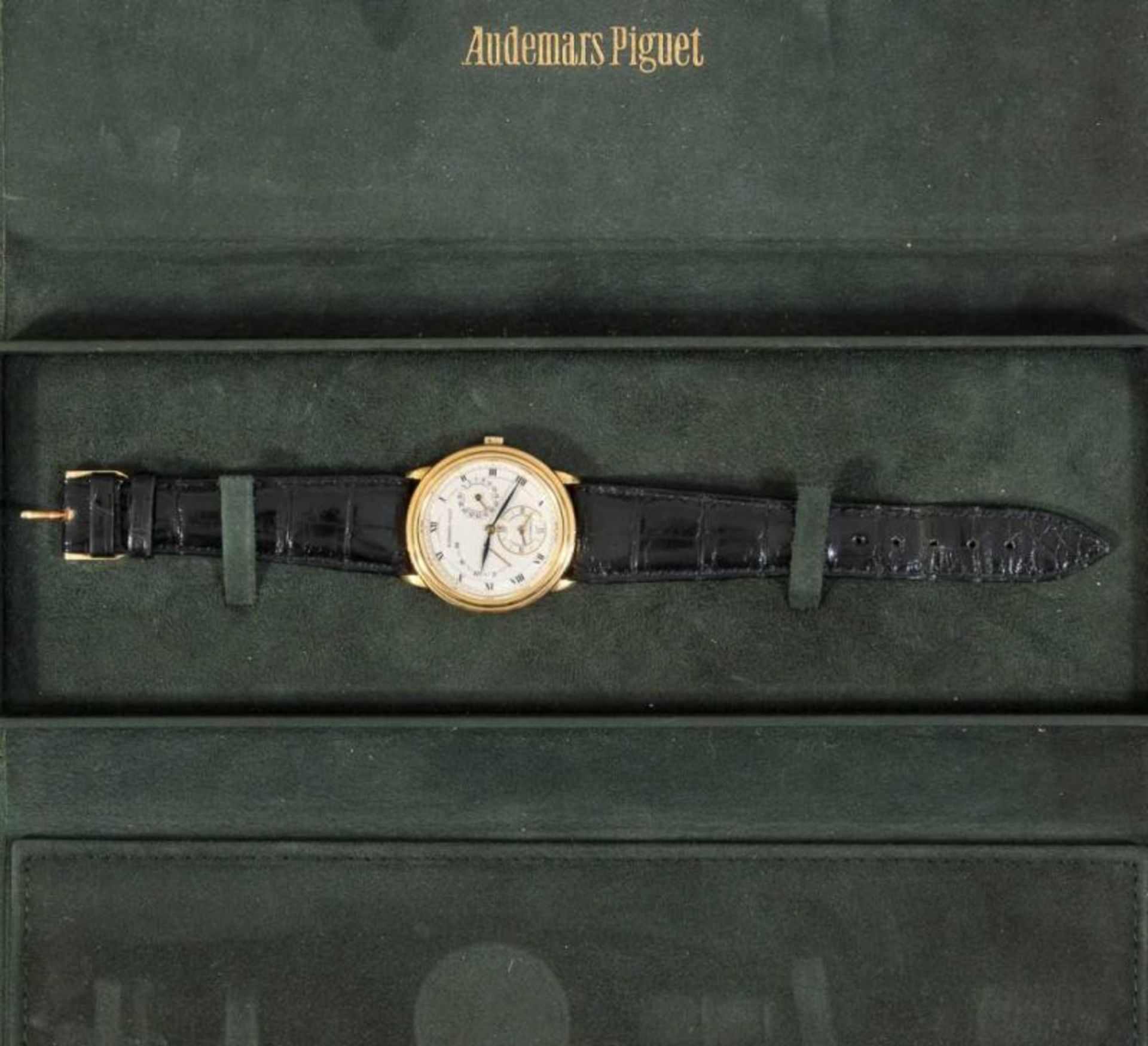 AUDERMARS PIGUET DUAL TIME. Herrenarmbanduhr mit 2 Zeitzonen. Automatik. Gehäuse in 750er Gelbgold = - Image 8 of 13