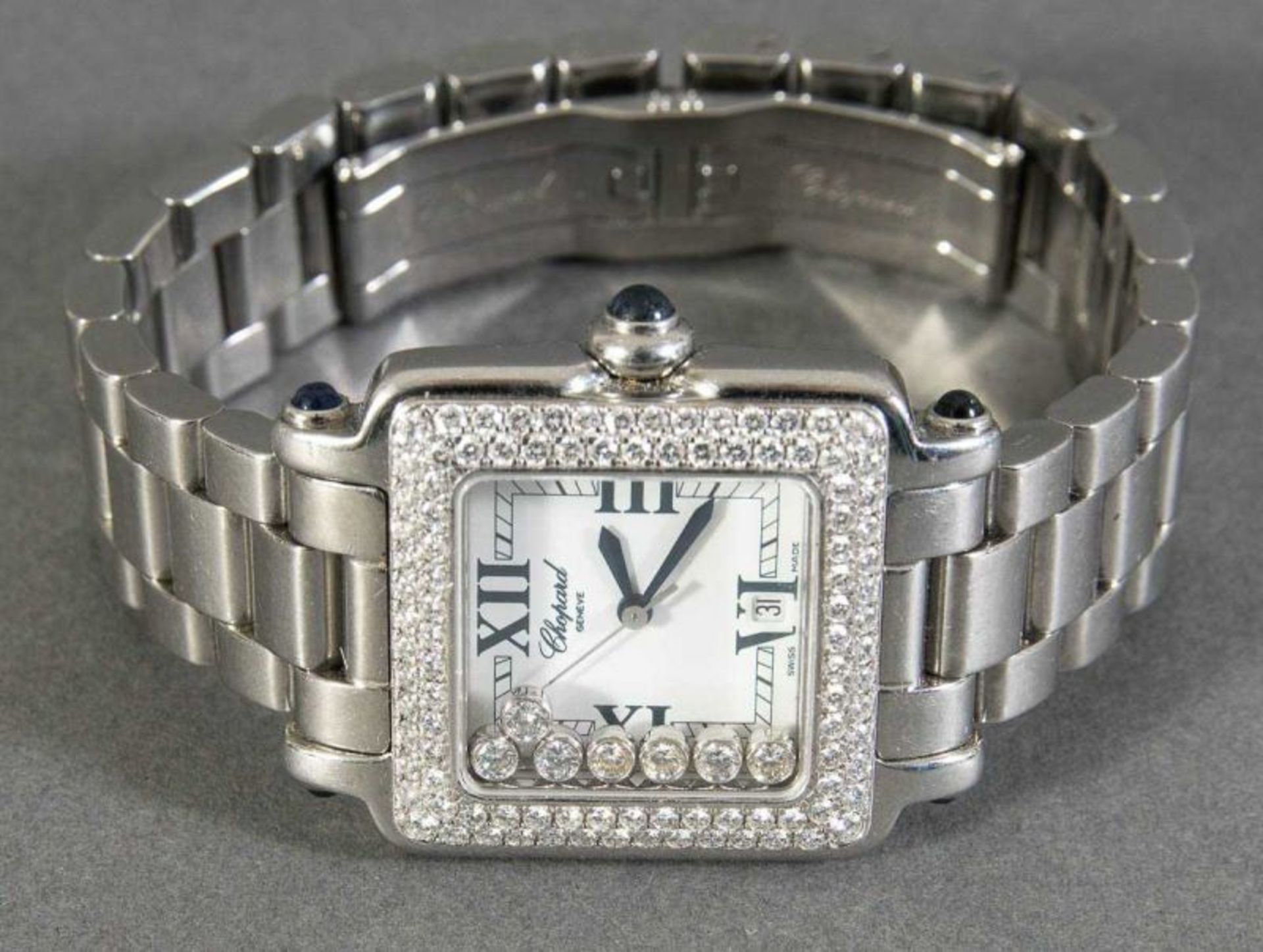 Chopard "Happy Sport" Damenarmbanduhr mit Quarzwerk. 2reihig umrahmtes, mit 104 Brillanten besetztes - Image 2 of 13