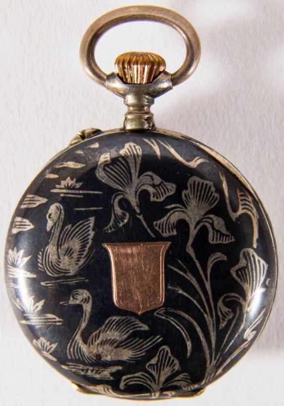 Antike Damentaschenuhr um 1900 in orig. Kartonage. Werk läuft an. Durchmesser ca 30mm. - Image 3 of 10