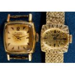 2 x 585er Gelbgold-Damenarmbanduhren. 1 x Zentral mit 585er Band ca. 29 gr. Brutto & 1 x Dugena