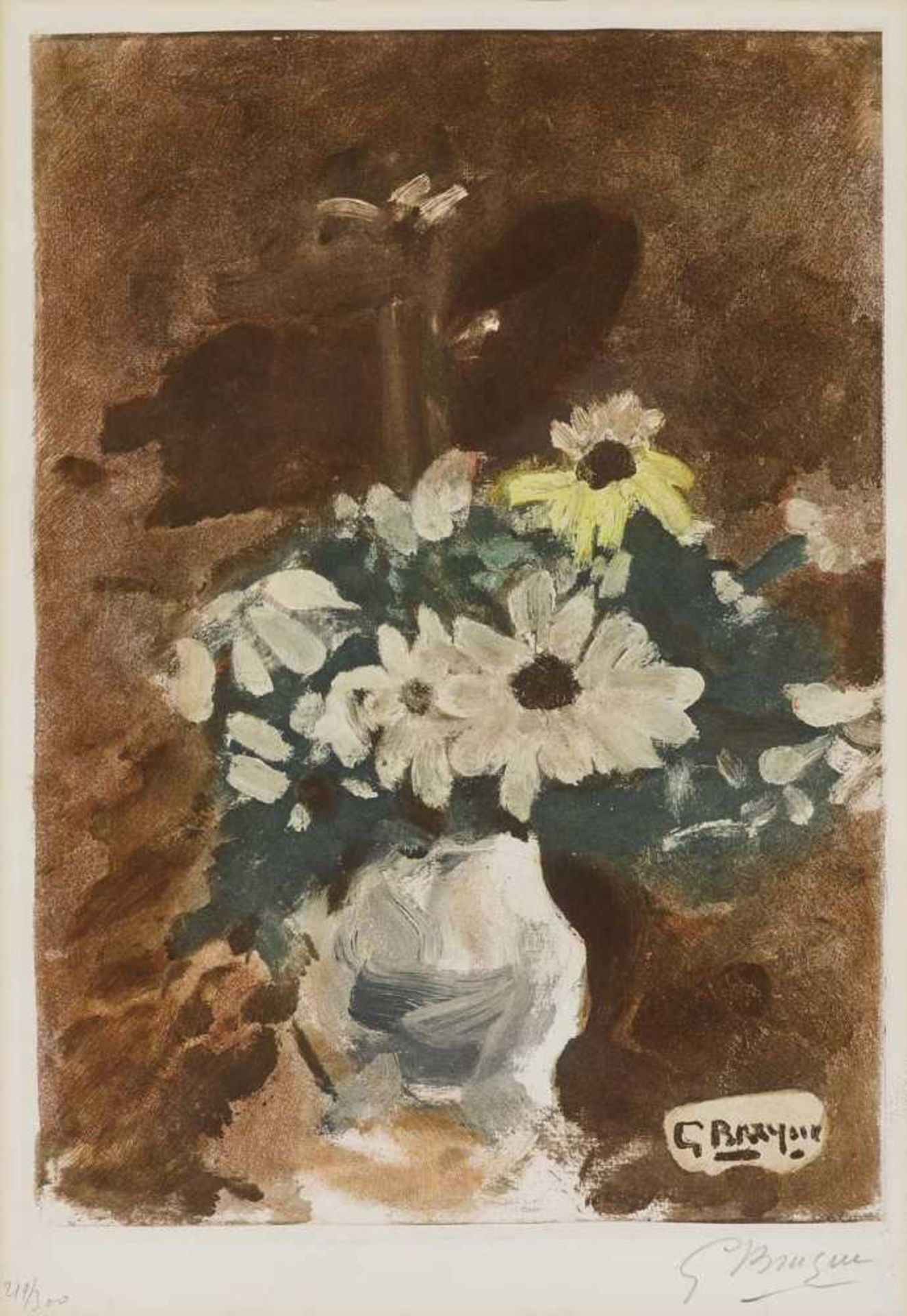 Braque, Georges 1882 Argenteuil-sûr-Seine - 1963 Paris Vase de fleurs jaunes. 1882 Farbradierung auf