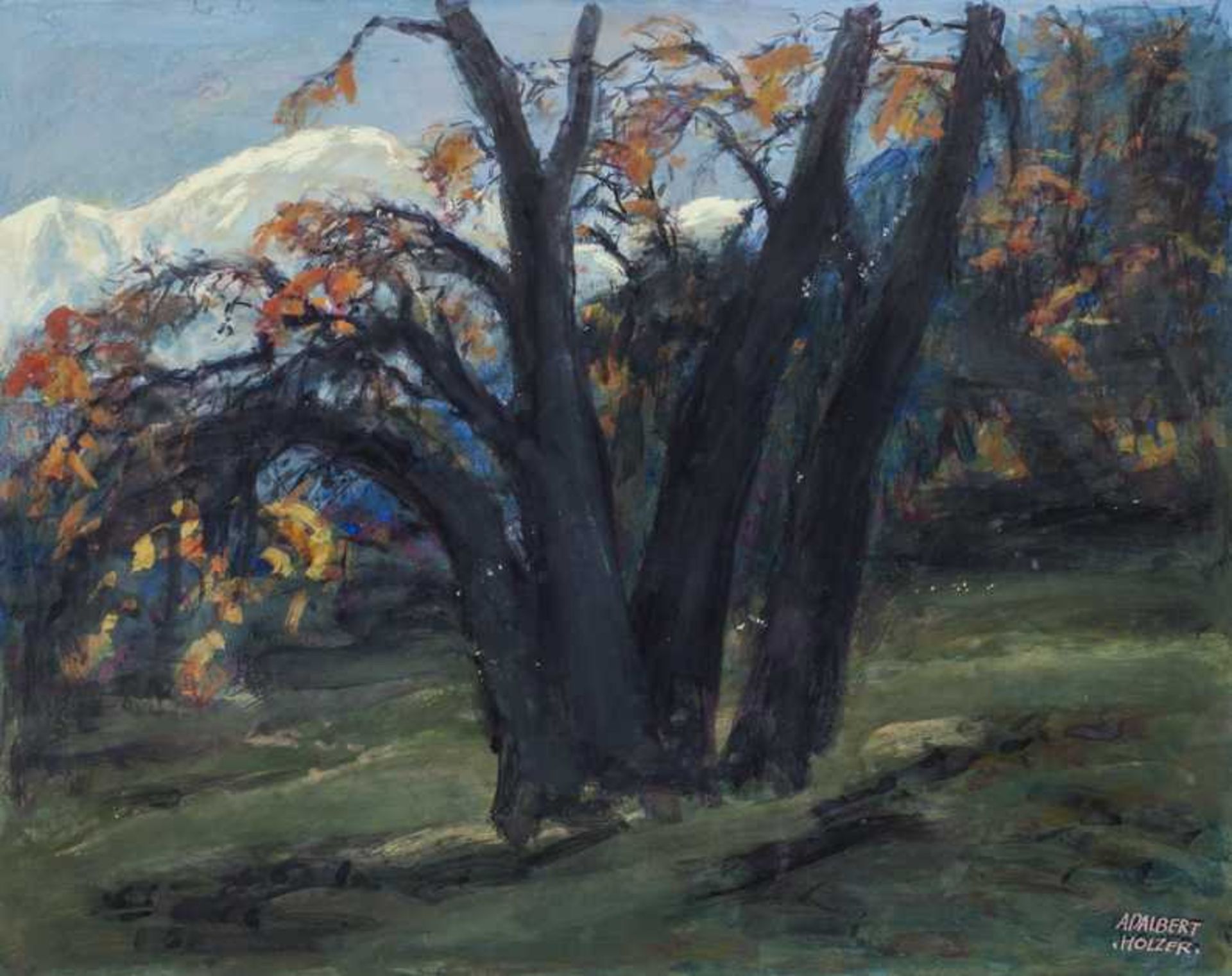 Holzer, Adalbert 1881 Bernried - 1966 München "Am Weg zur Memminger Hütte". "Letztes Licht". 1936