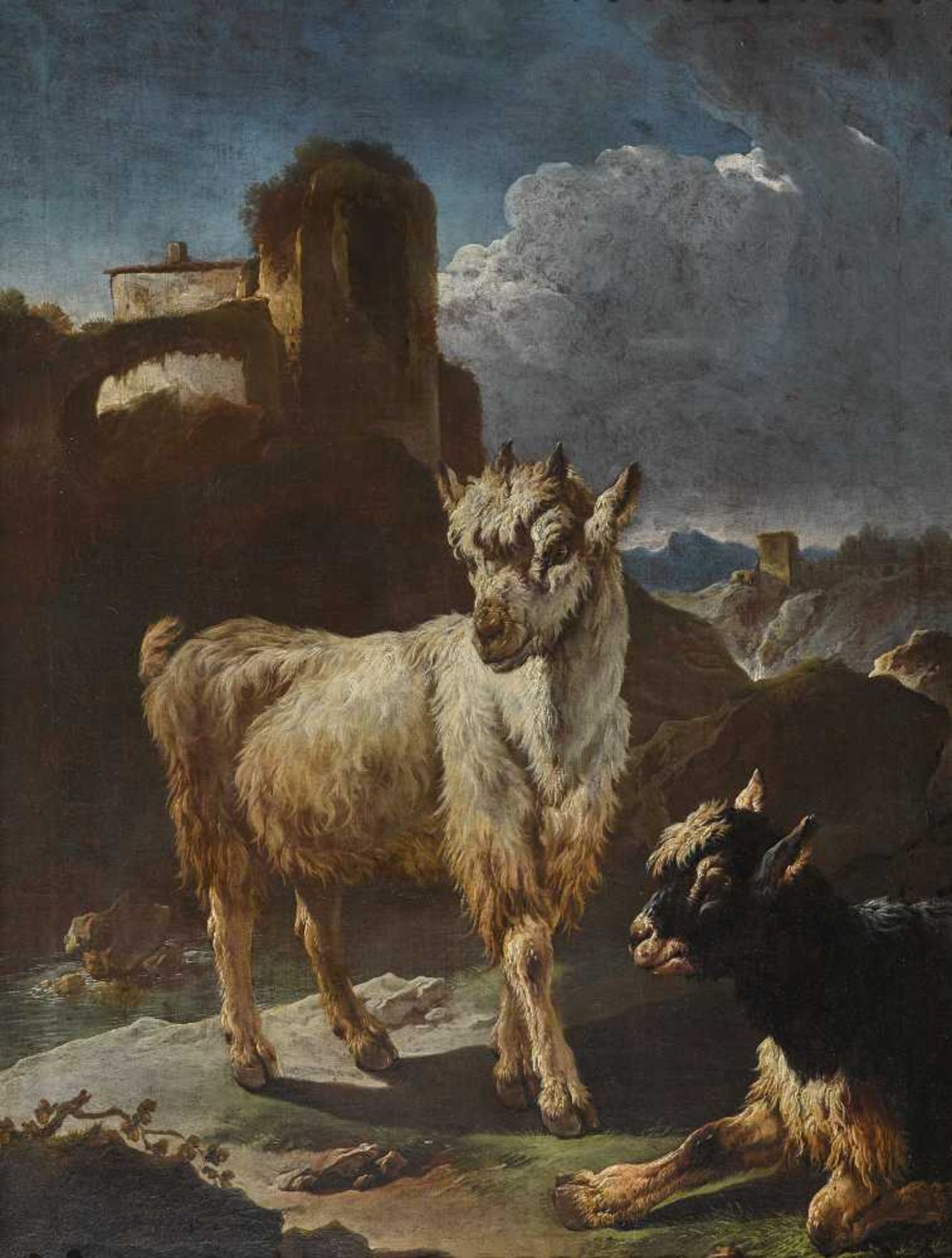 Roos, Philipp Peter ('Rosa da Tivoli') 1657 St. Goar - 1706 Rom Zwei Ziegen in südlicher