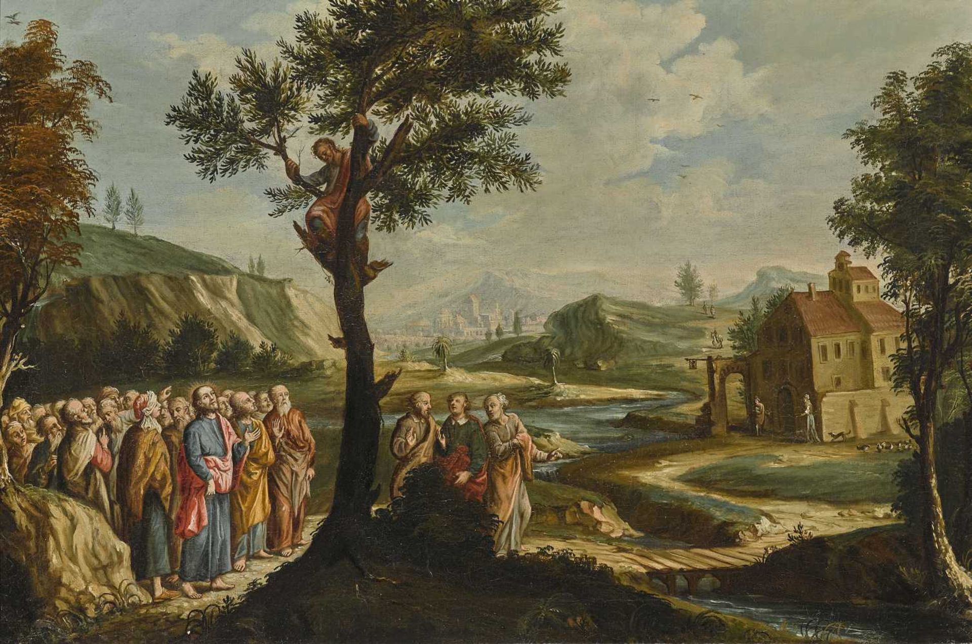 Monogrammist KG (oder GK) um 1755 Religiöse Szenen Zwei Gemälde: Christus ruft Zachäus vom