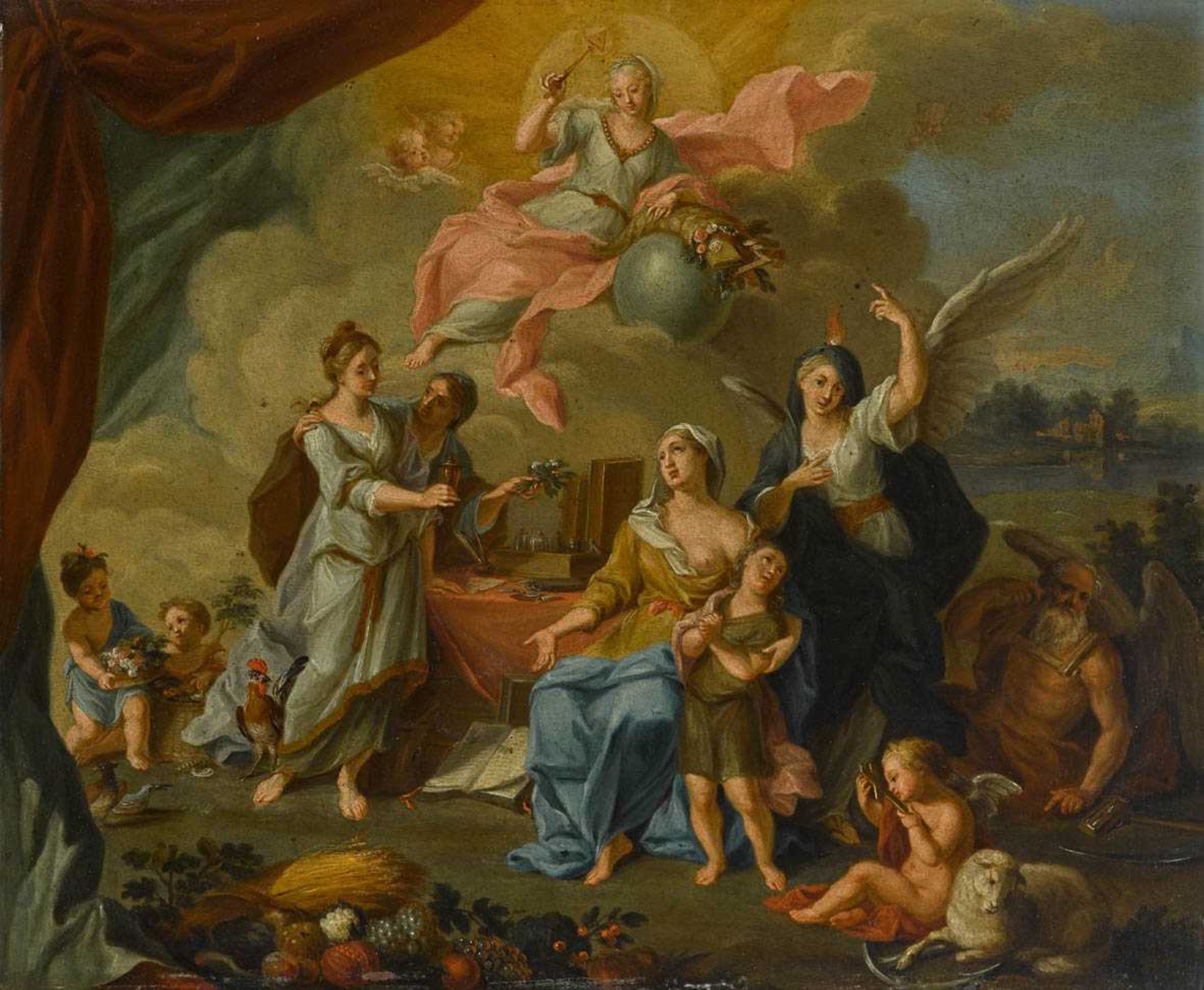 Augsburg (?) 1. Drittel 18. Jh. Religiöse Allegorien Zwei Gemälde. Öl auf Kupfer. Je 29,2 x 35,7. - Bild 3 aus 3