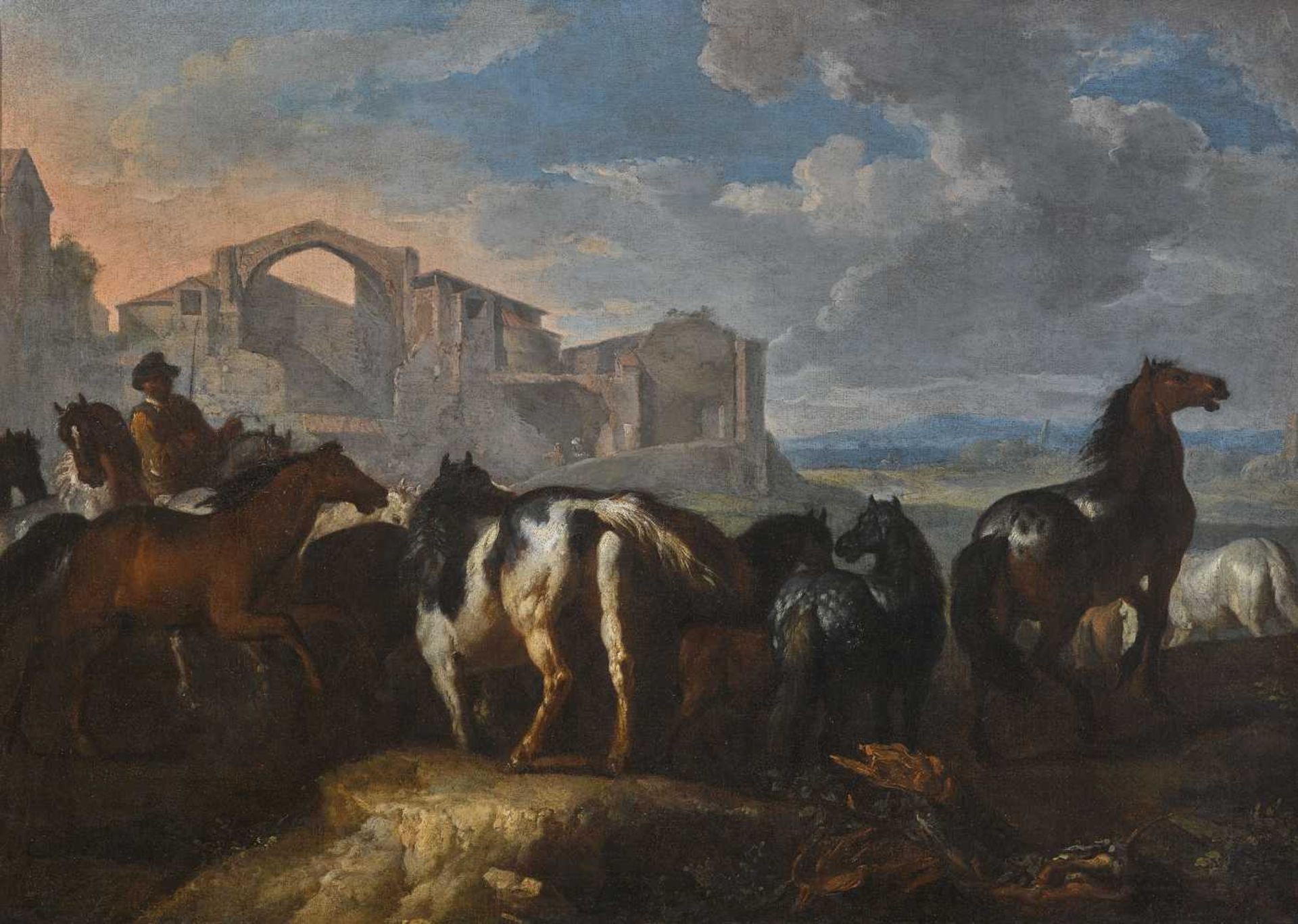 Bloemen, Pieter van 1657 Antwerpen - 1720 ebenda, zugeschrieben Bauer mit Pferden in römischer