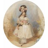 England um 1830/40 Mädchen in weißem Kleid Auf der Rahmenrückwand mit alter Zuschreibung "Chalon" (