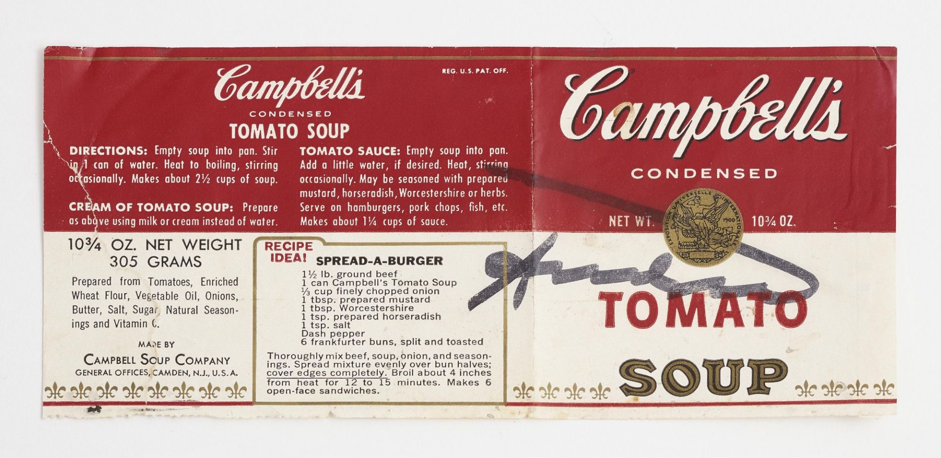 Warhol, Andy 1928 Pittsburgh - 1987 New York Campbell's condensed Tomato Soup. 1966/1969