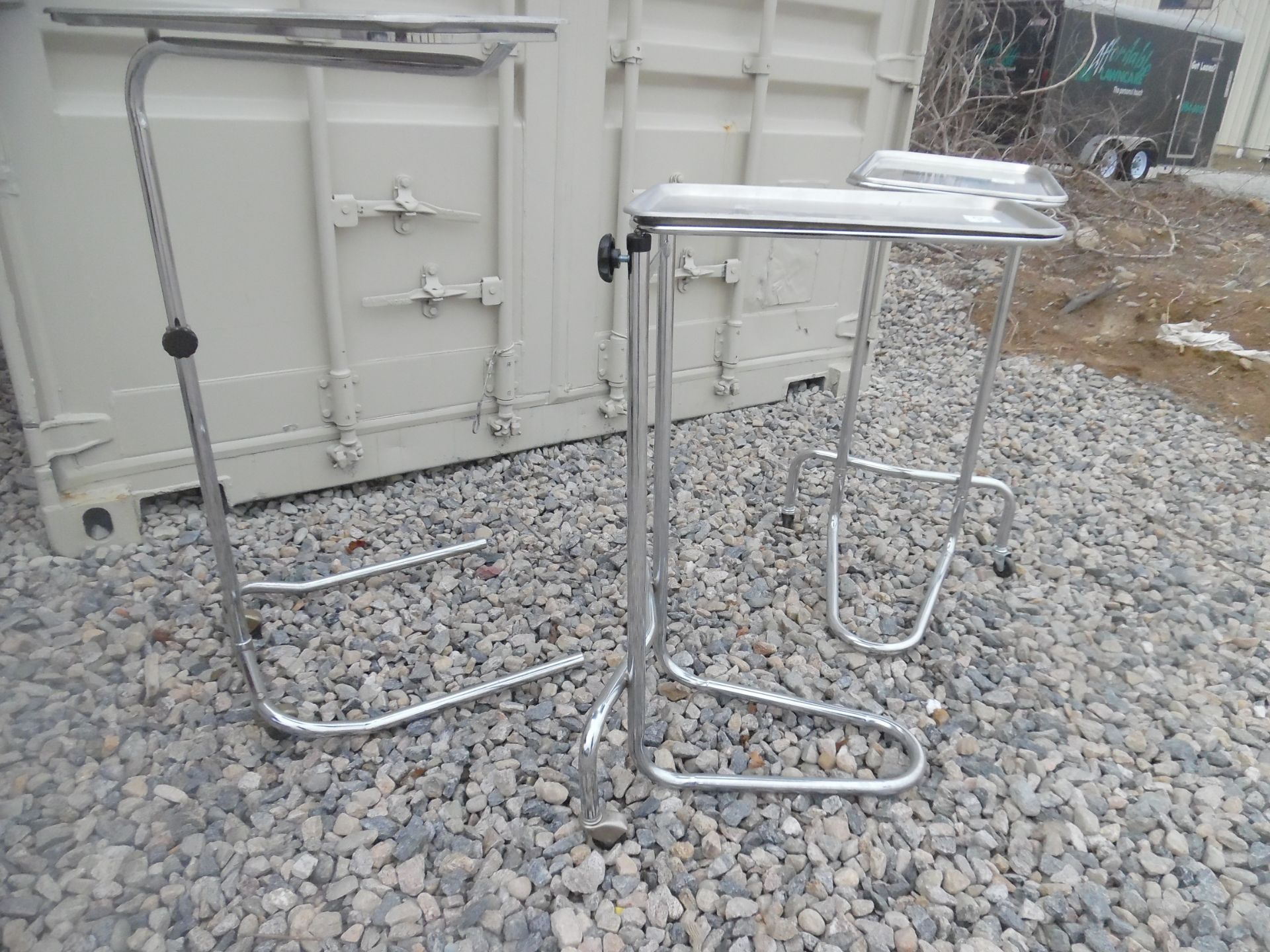 Lot of 3 Medical/surgical stands with trays. - Image 3 of 4